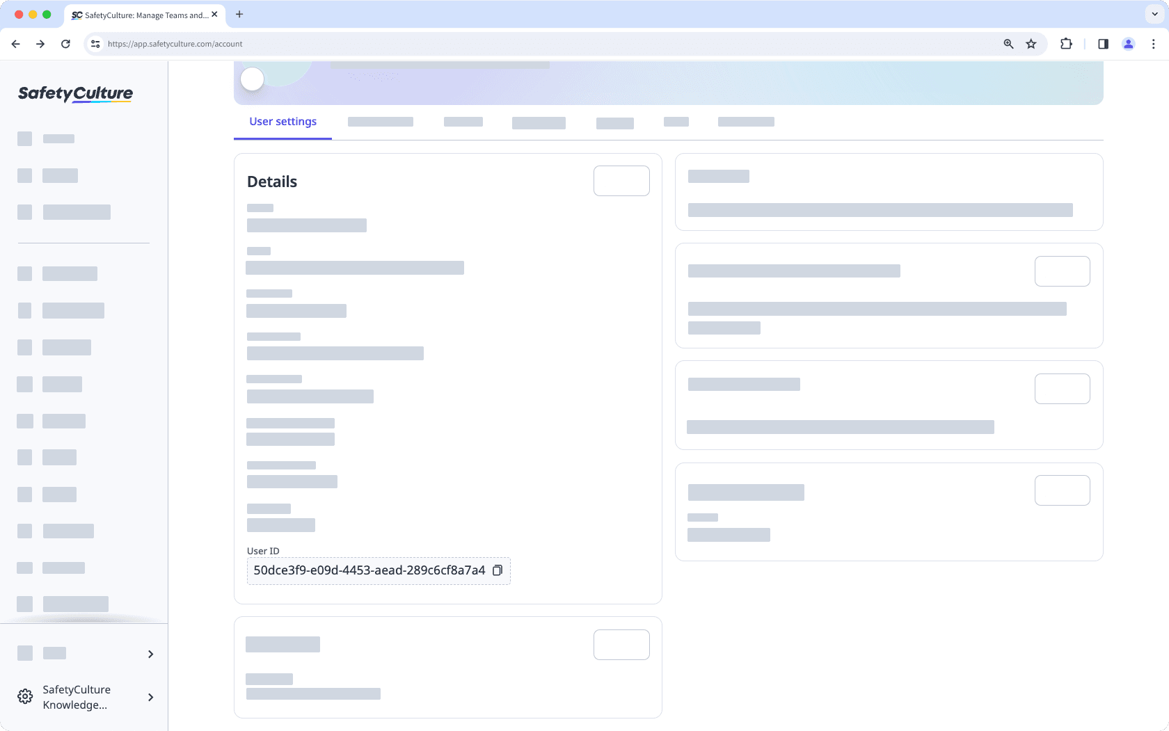 Get a user ID via the web app.