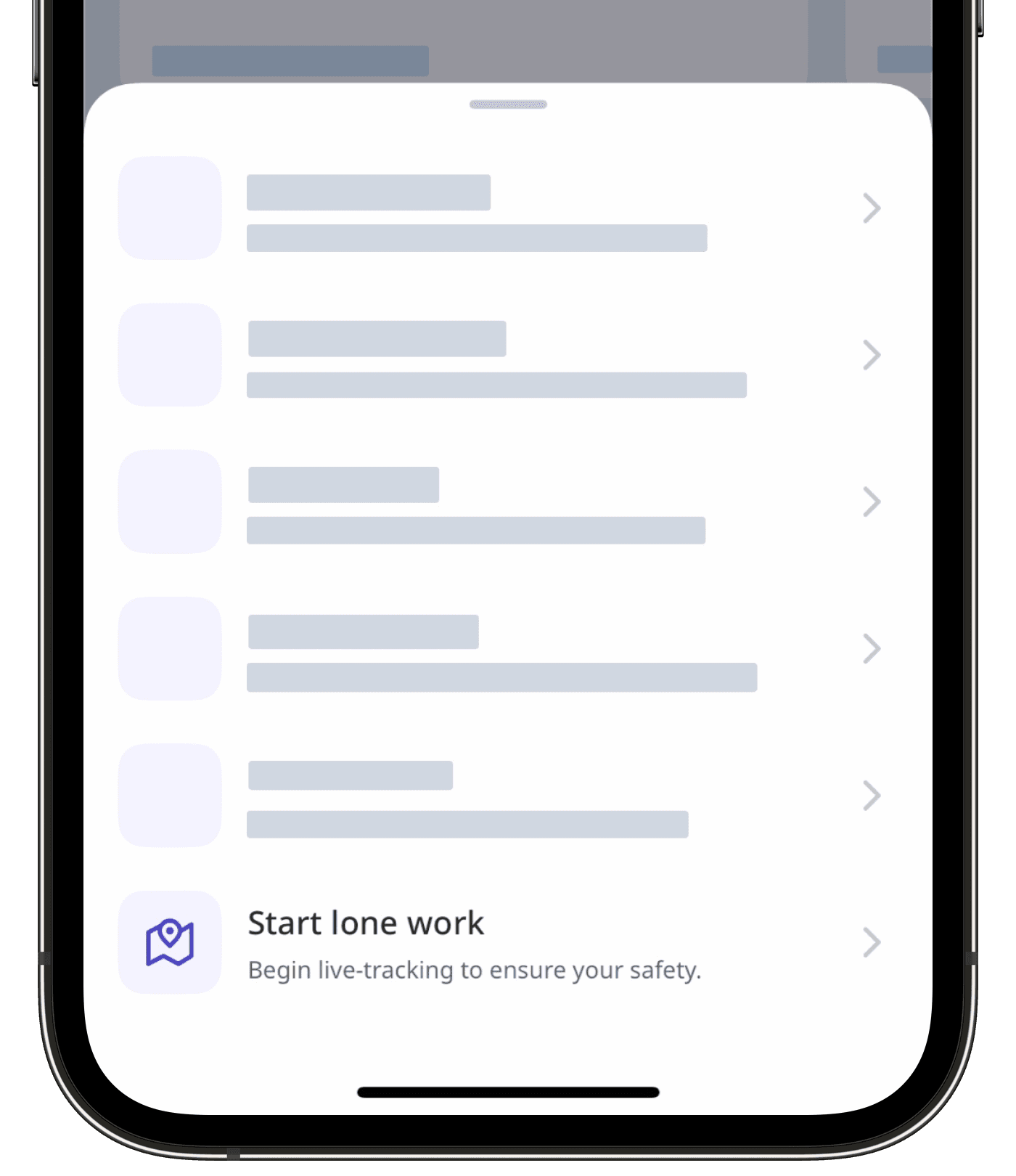 "Start lone work" option from the Home screen button on the mobile app.