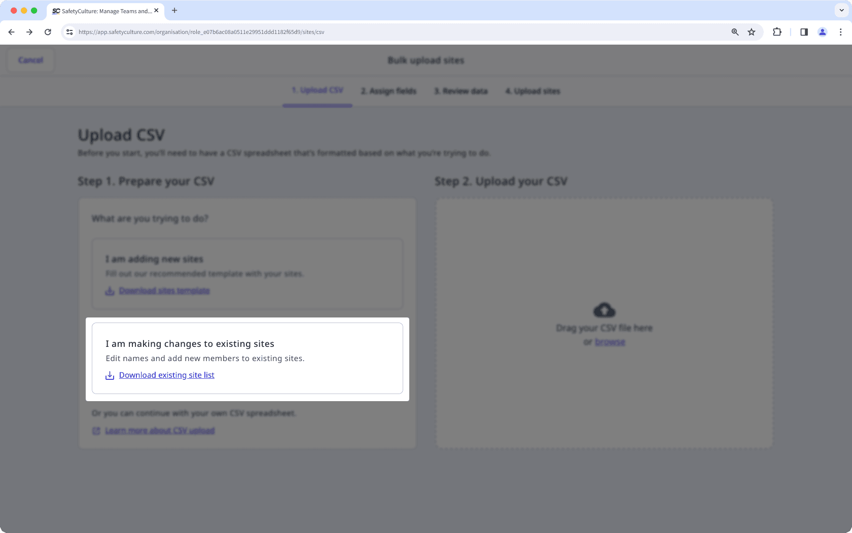 Bulk add site members via CSV upload on the web app.