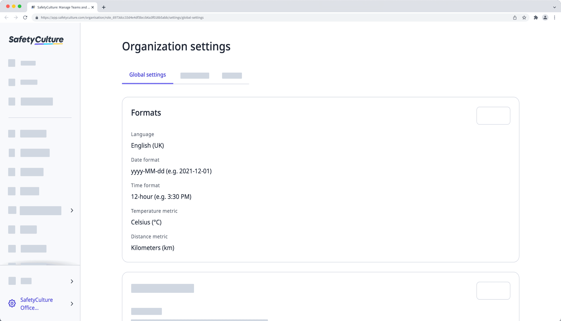 View Formats in Organization settings via the web app.