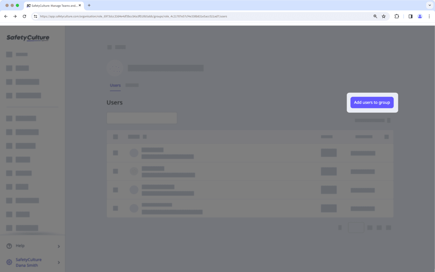 Add a user to a group via the web app.