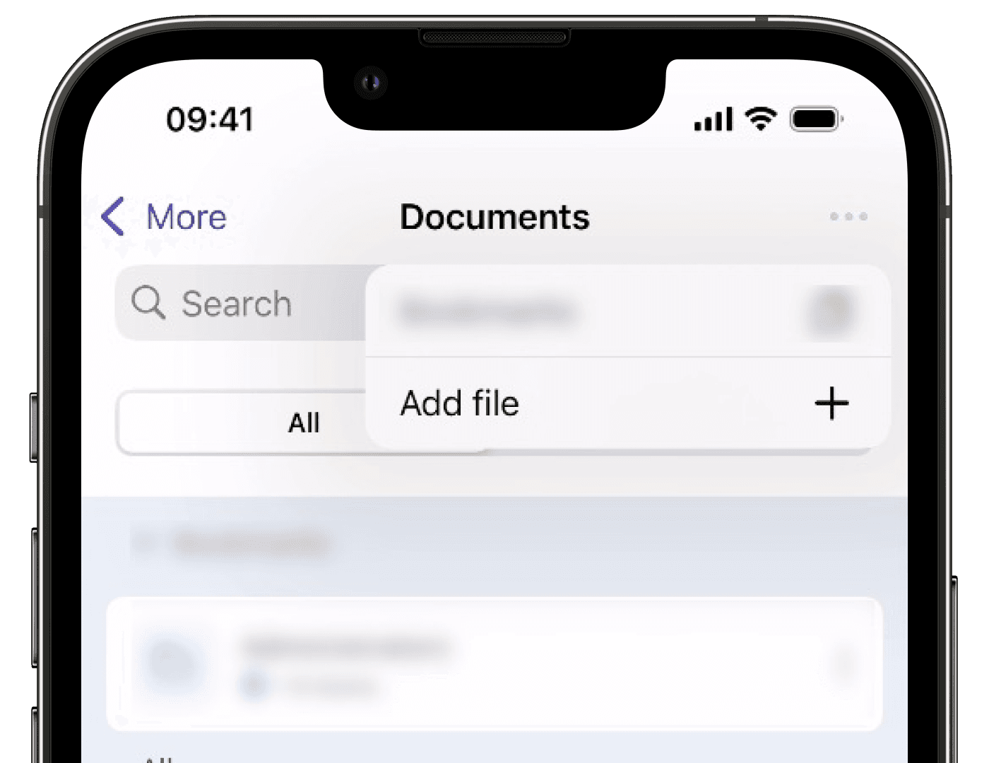 Add a file via the mobile app.