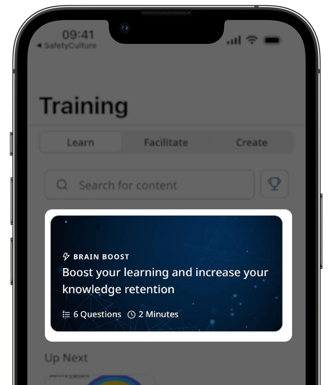 Start a Brain Boost quiz via the mobile app.