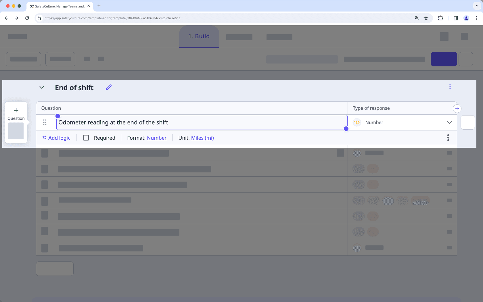 Add number response questions via the web app.