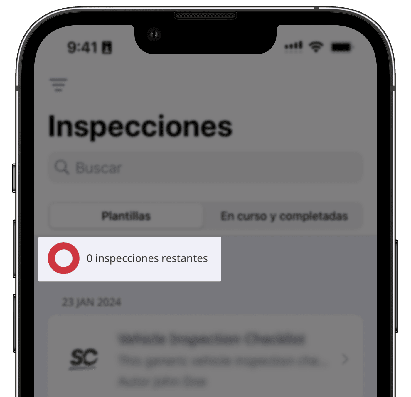 El contador de la cantidad de inspecciones restantes para un usuario en una Licencia de invitado o una Licencia Lite en la aplicación móvil.