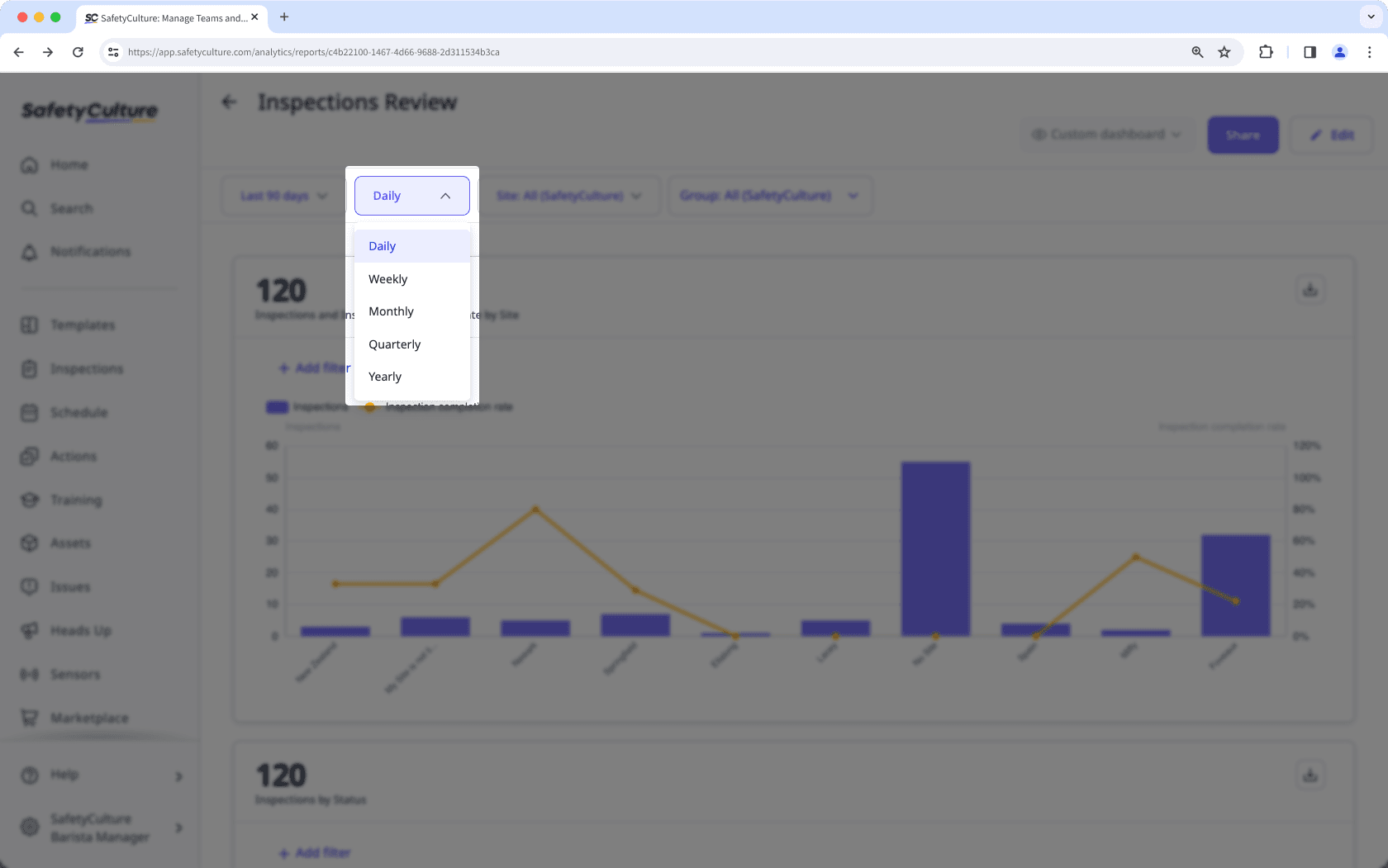 "Frequency" dashboard filter in Analytics via the web app.
