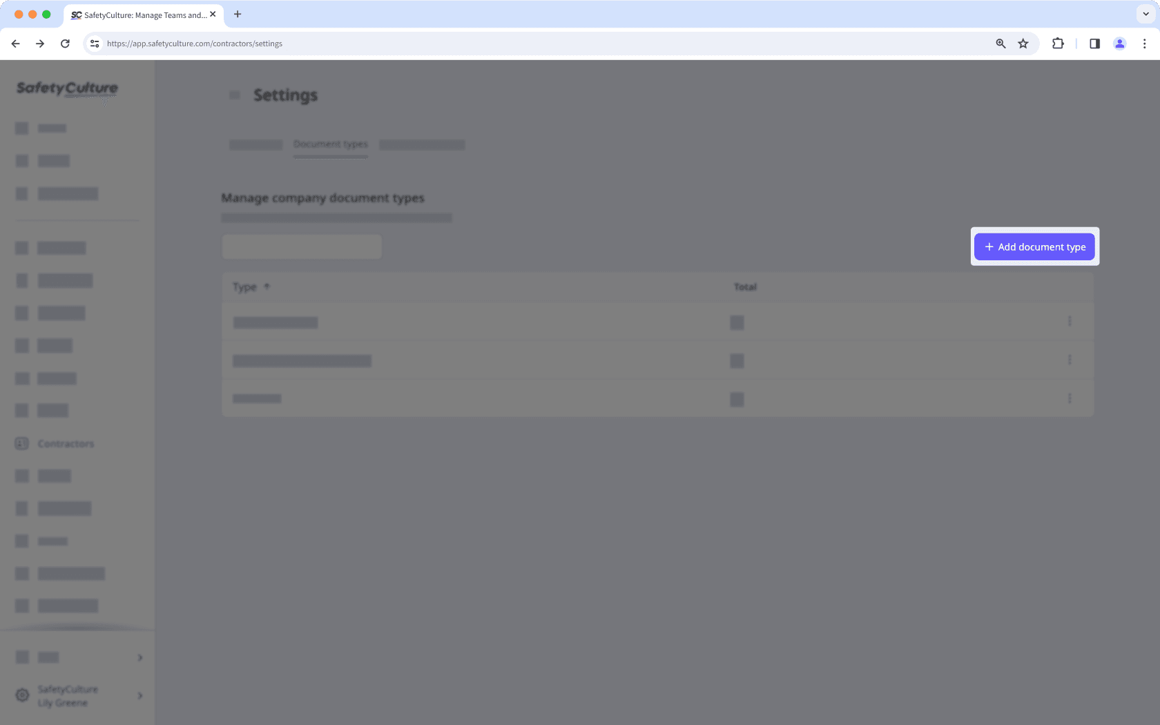 Create a company document type via the web app.