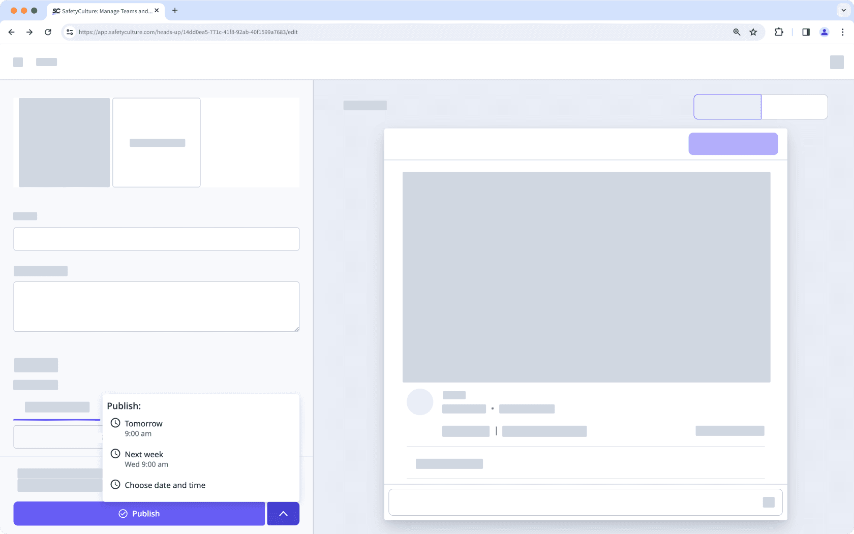 Publish a Heads Up via the web app.