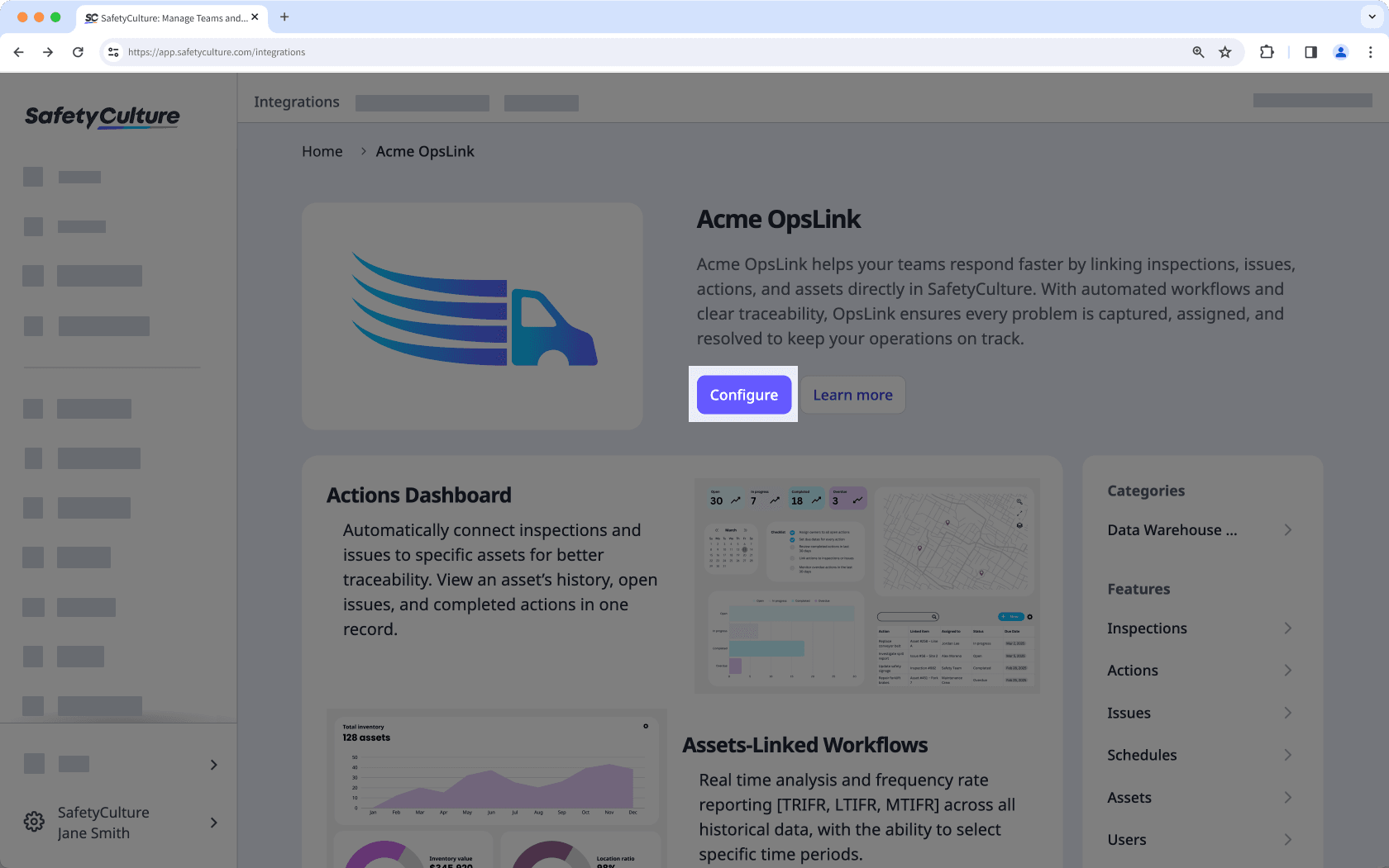 Configure an embedded app via the web app.