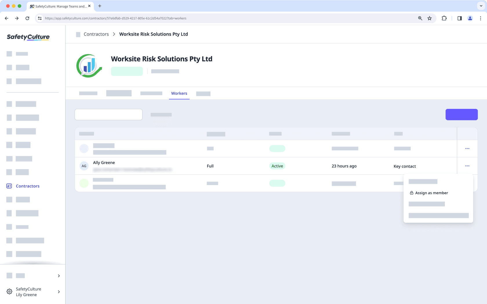 Unassign a company key contact via the web app.