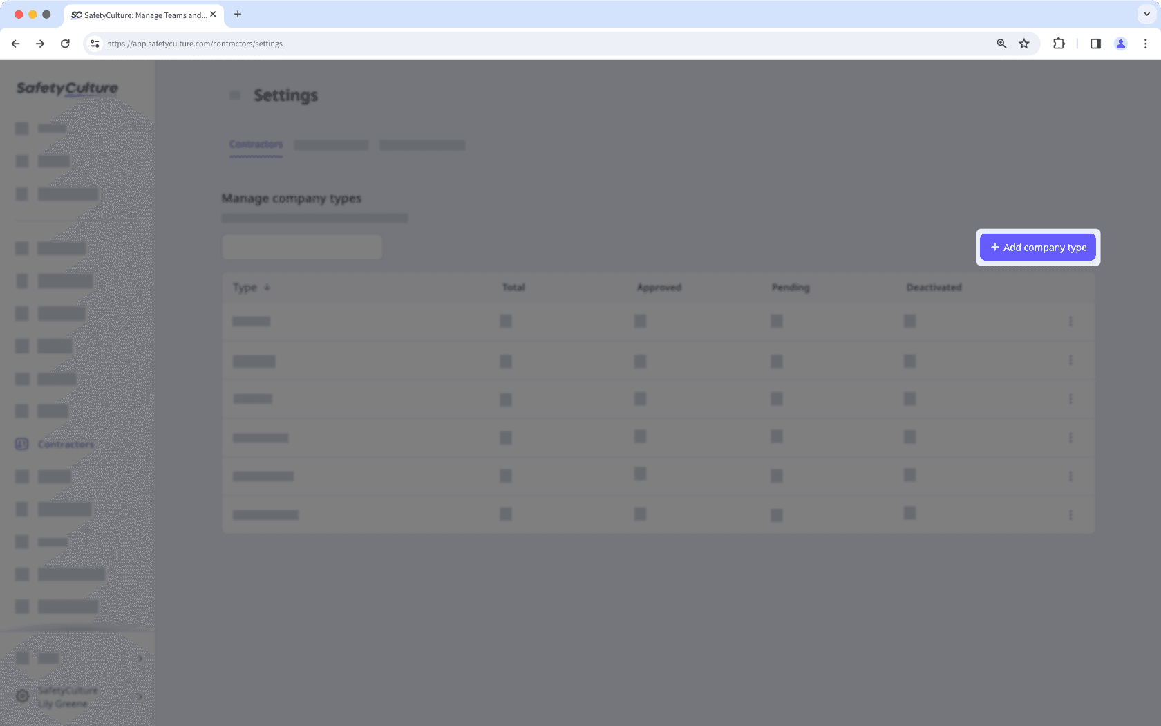 Create a company type via the web app.