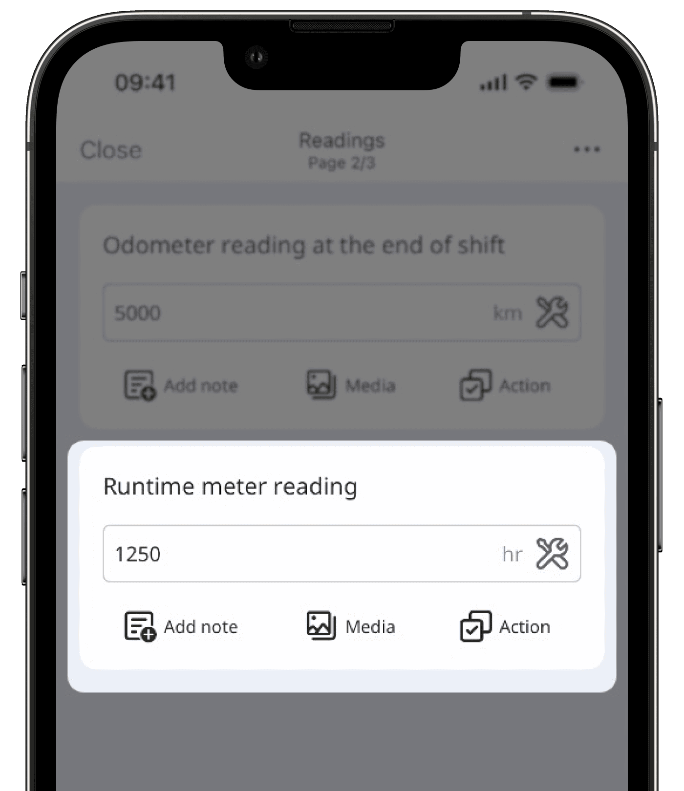 Sample runtime reading from inspection via the mobile app.