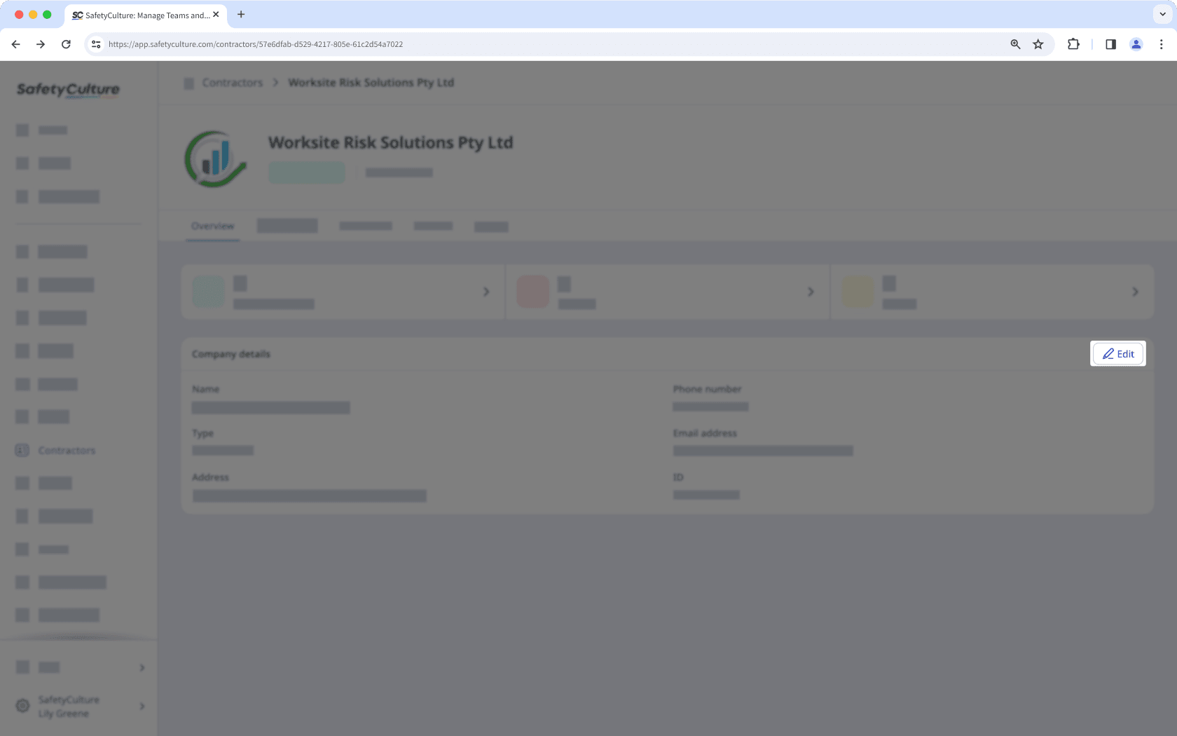 Edit a company profile via the web app.