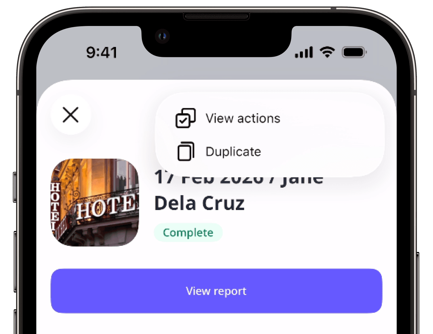 The options available when you have a "view" inspection access level.
