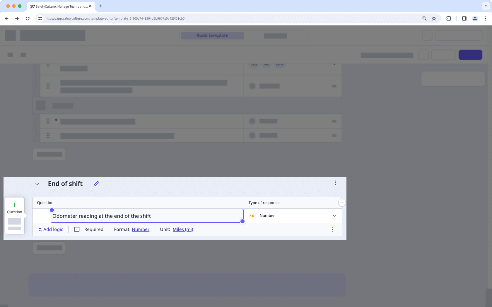 Add number response questions via the web app.