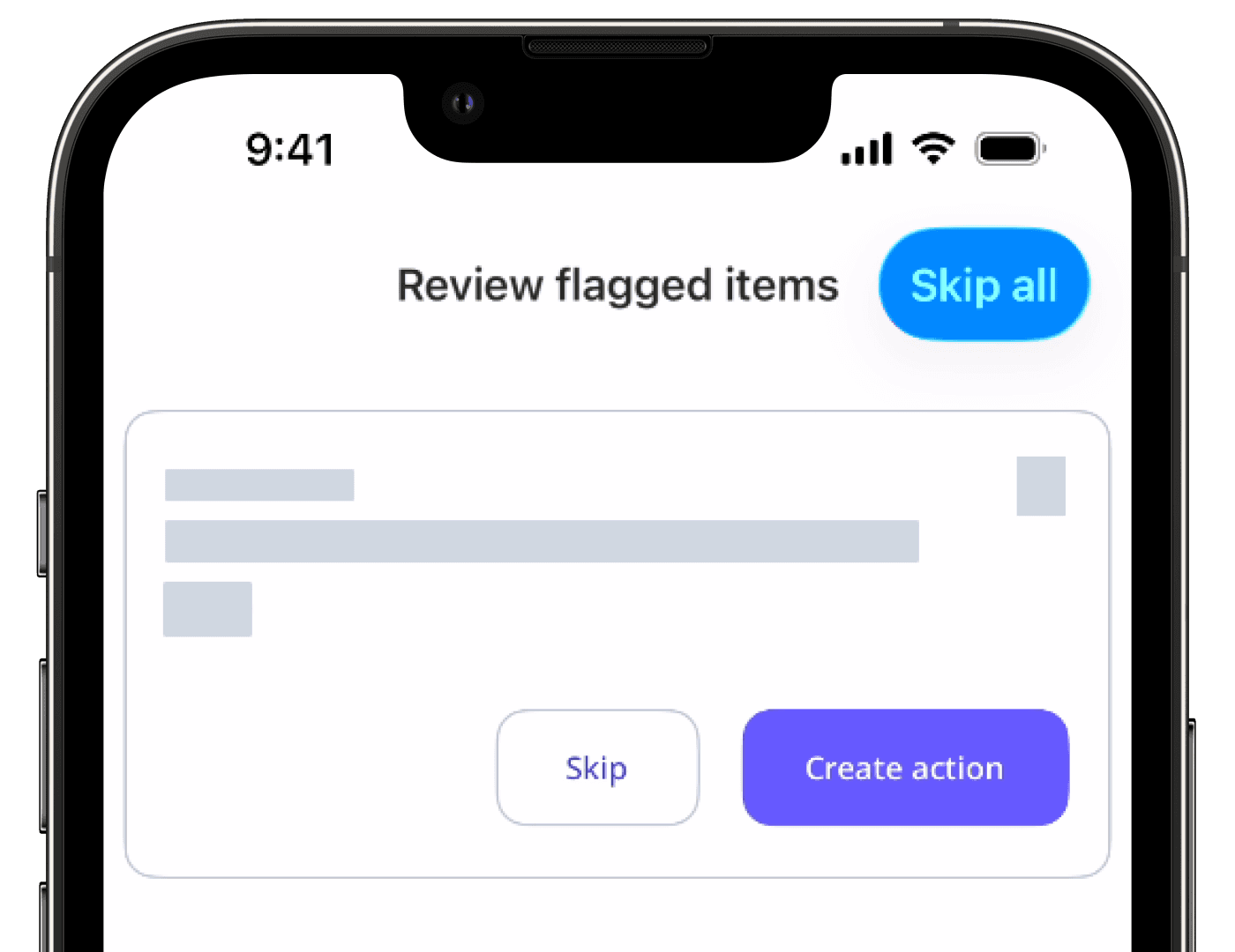 Review flagged items upon inspection completion via the mobile app.