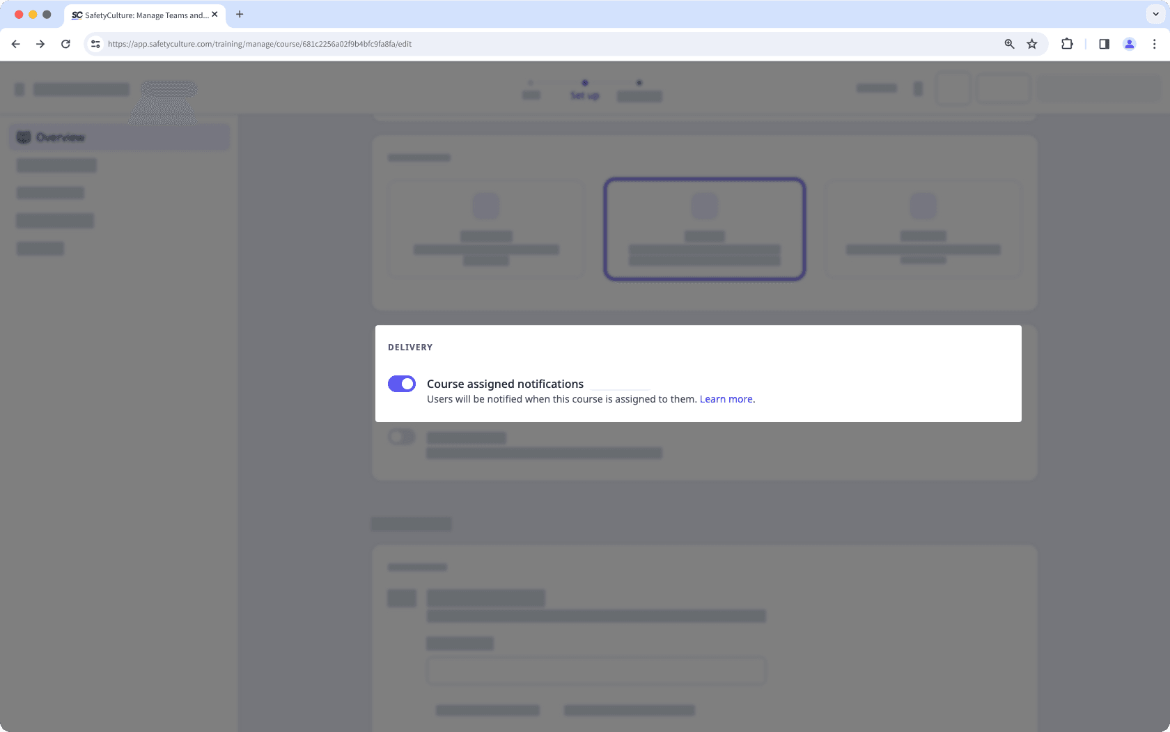 Learn how to turn on or off notifications on course assignments via the web app.