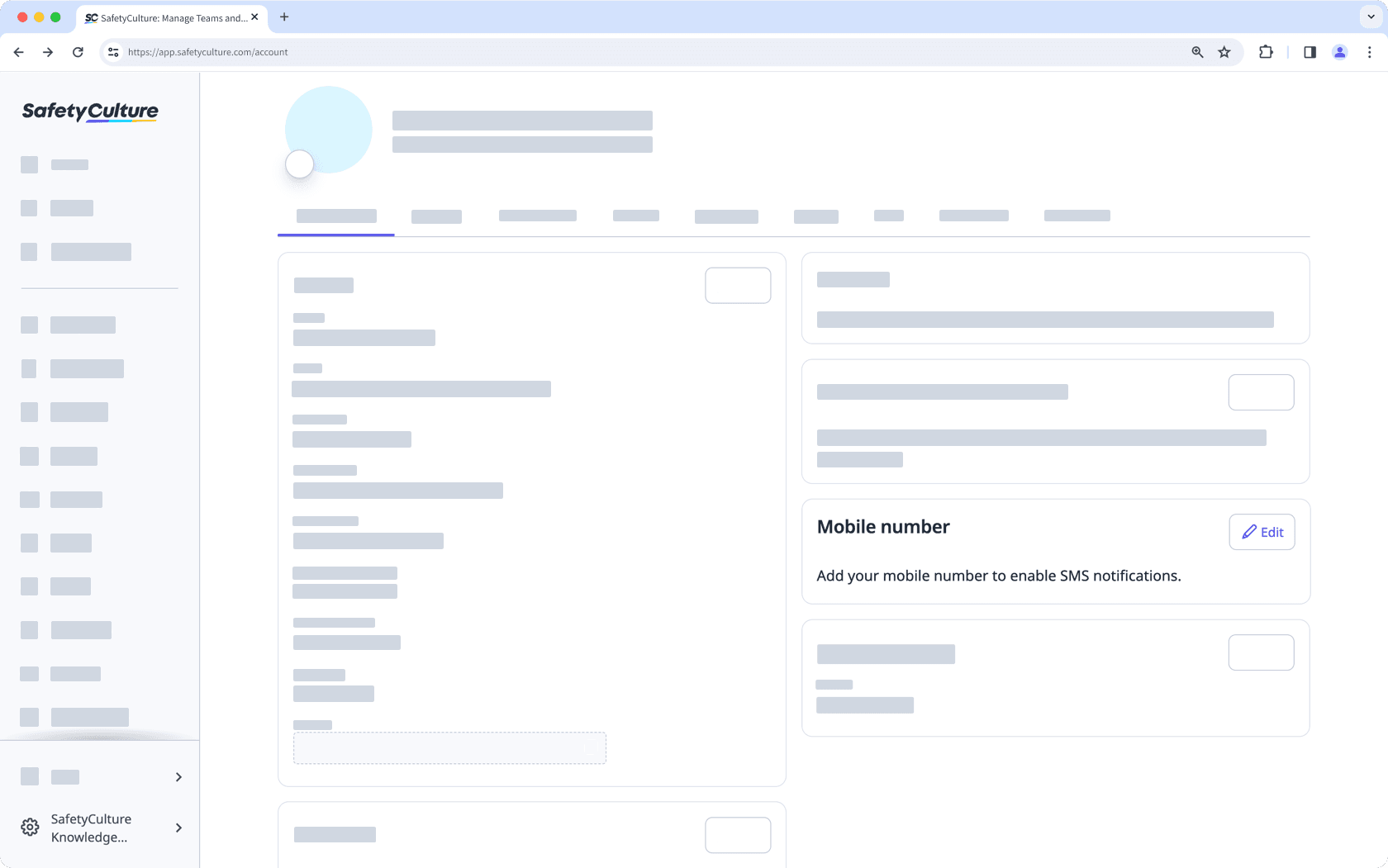 Edit the mobile number for your SafetyCulture account via the web app.