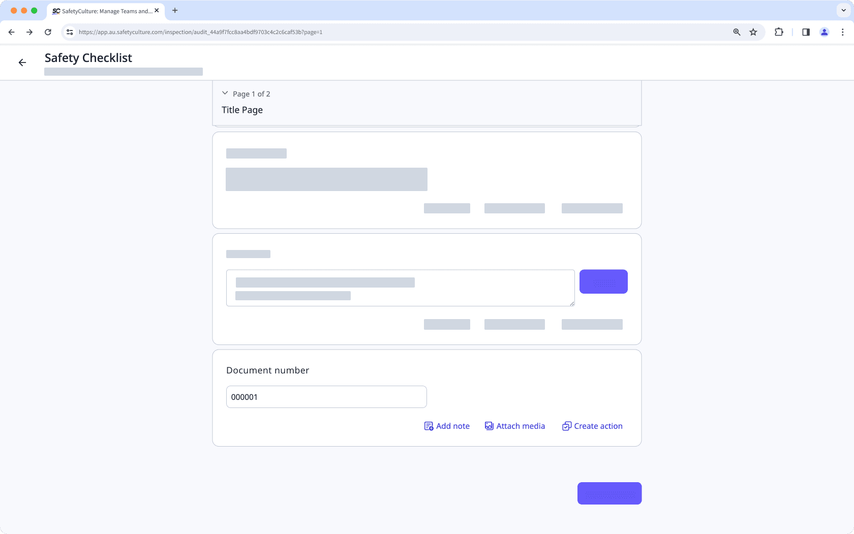 The document number response type in an inspection.