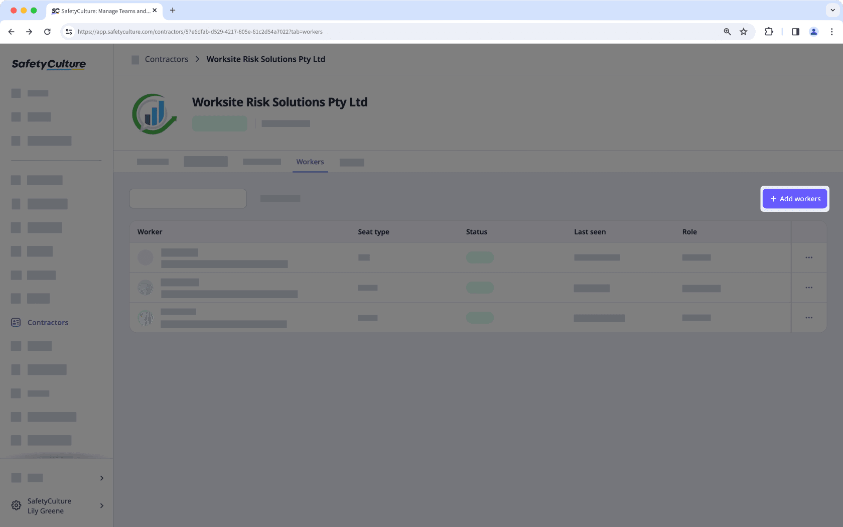 Add a user to a company via the web app.
