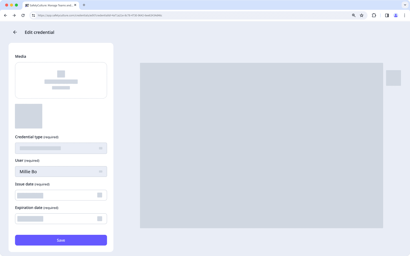 Edit a user's credential via the web app.