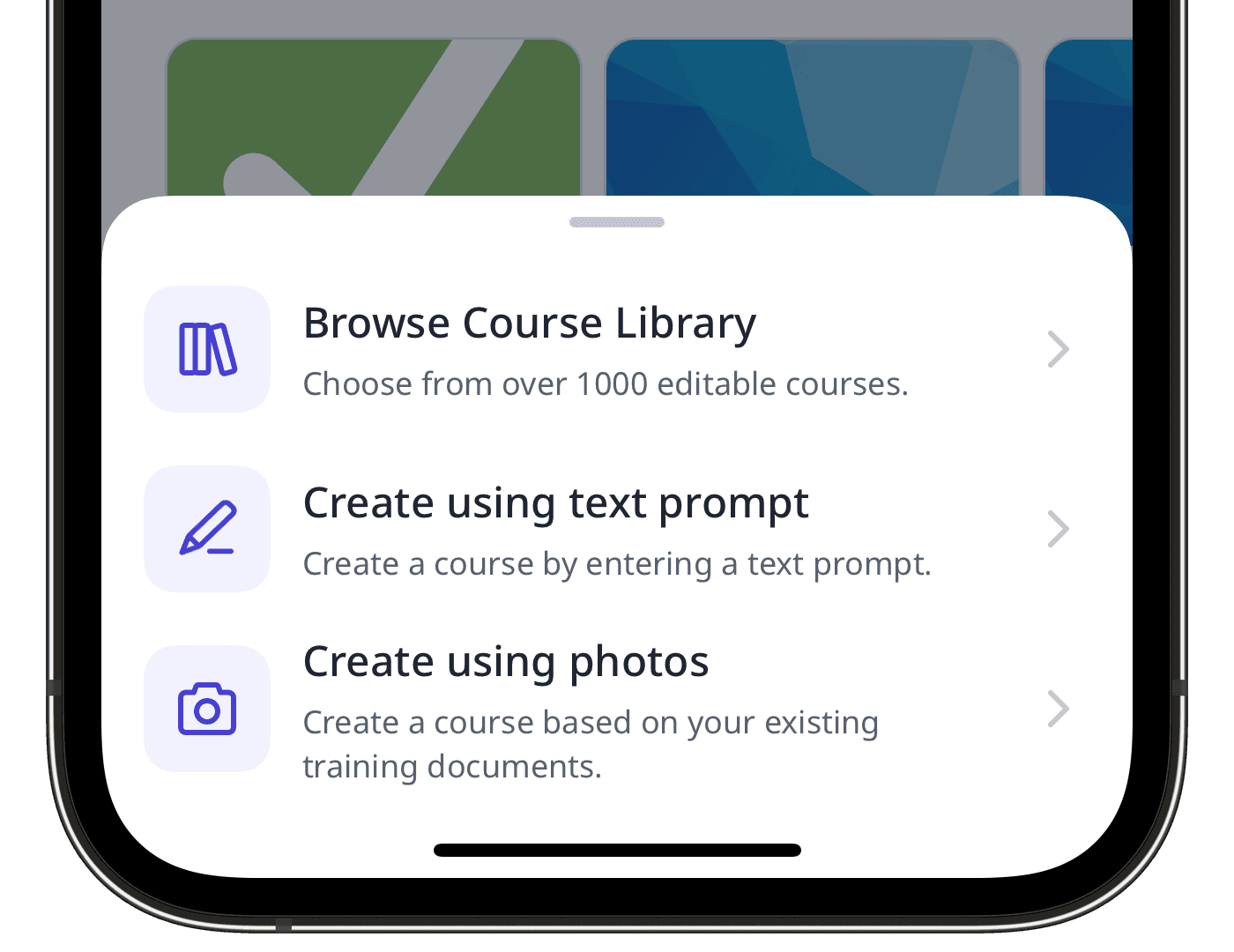 Create a training course via the mobile app.