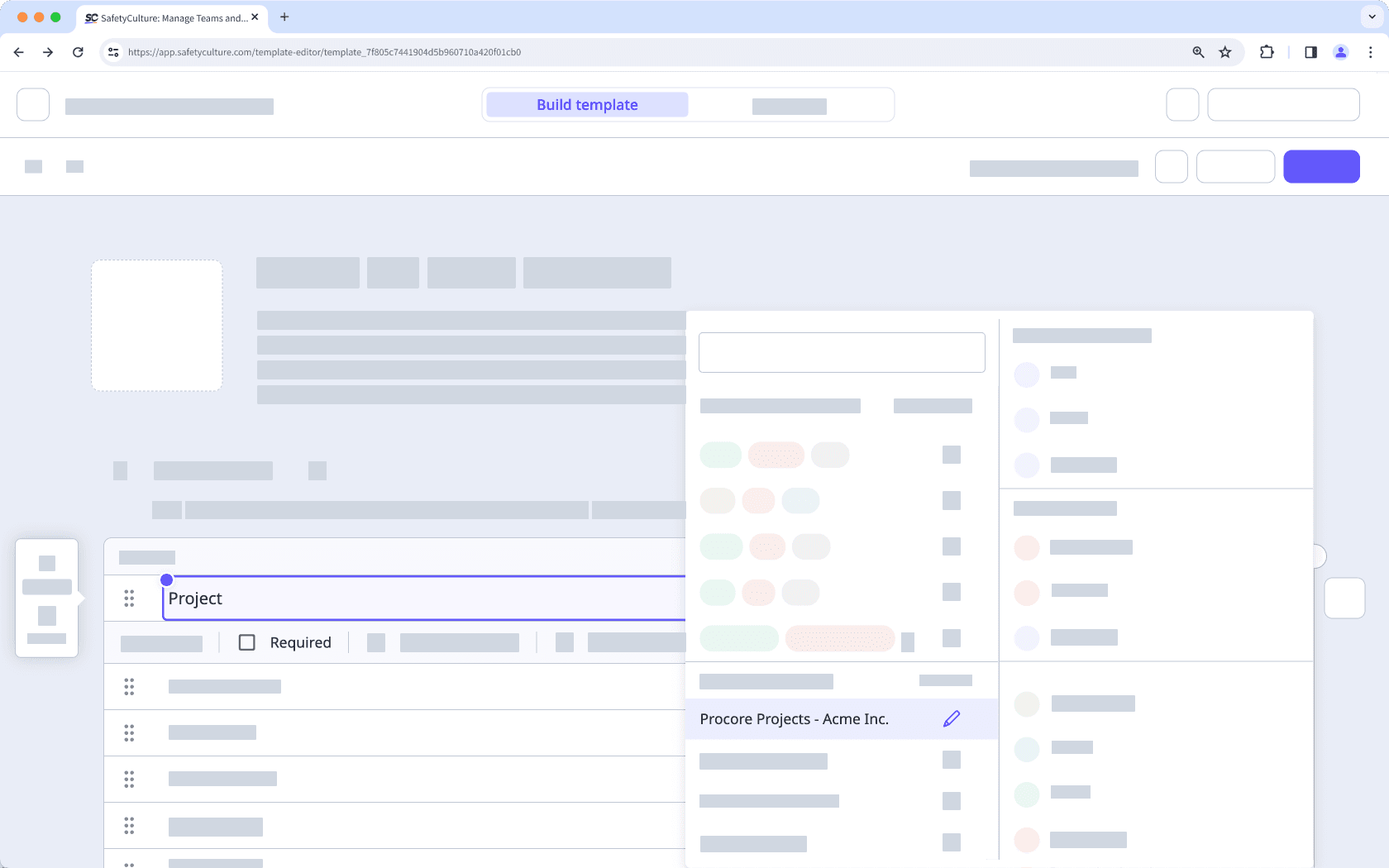 Search and select the "Procore Projects" Global Response Set in the Template Editor via the web app.