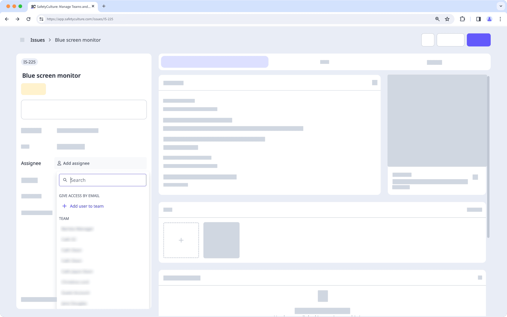 Assign an issue via the web app.
