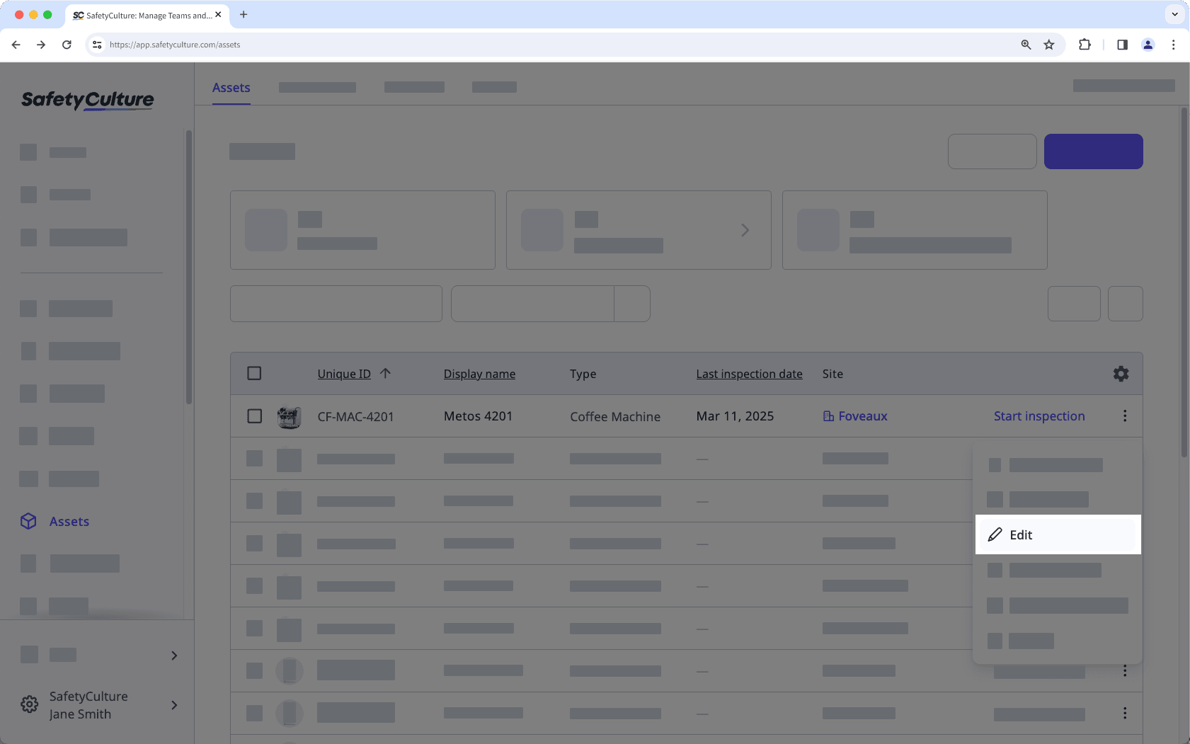 Edit an asset via the web app.