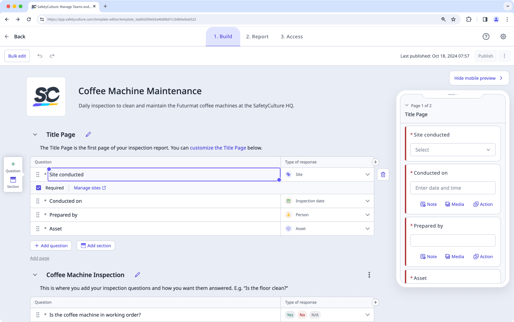 The template editor shown in the web app.