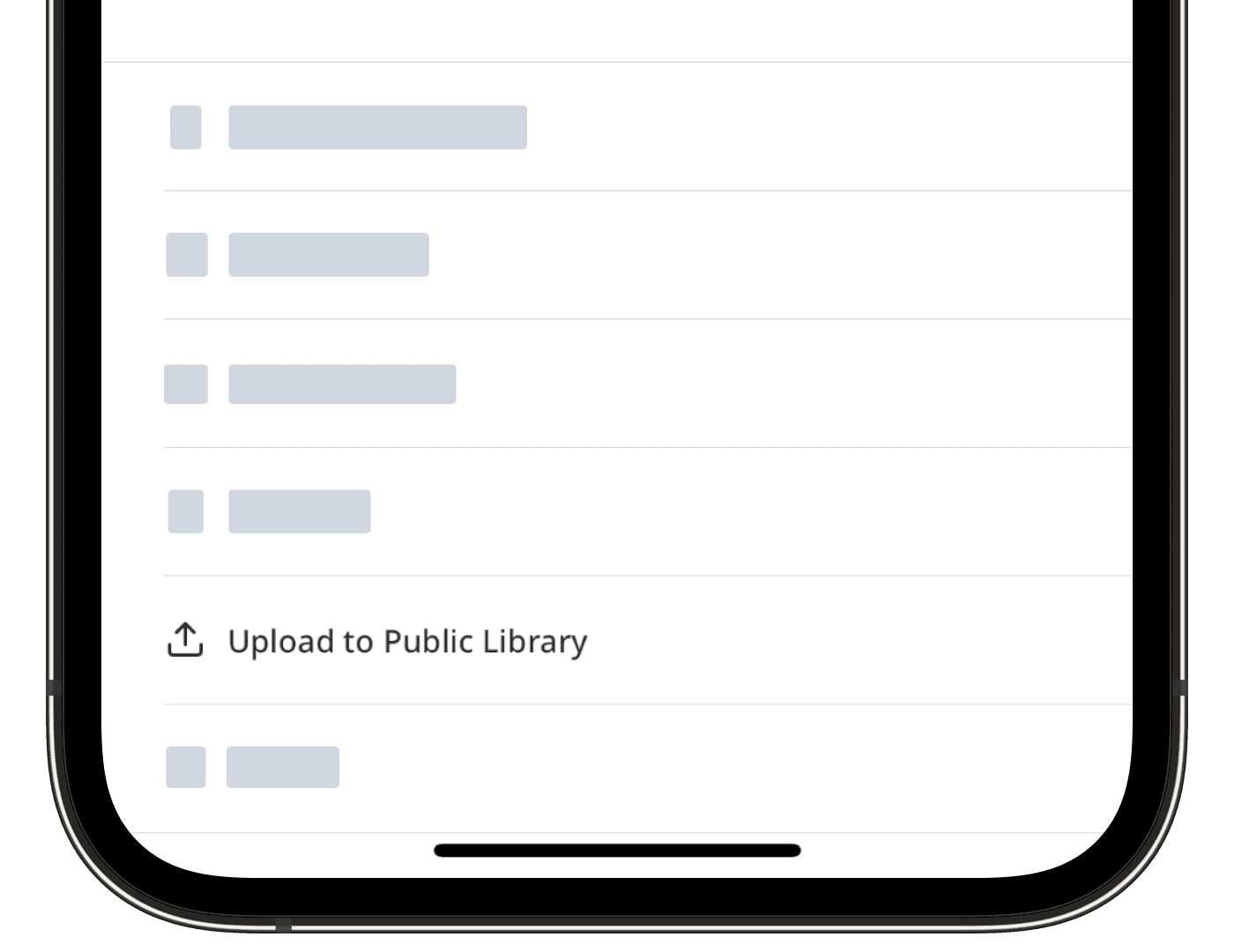 Upload a template to the Public Library via the mobile app.