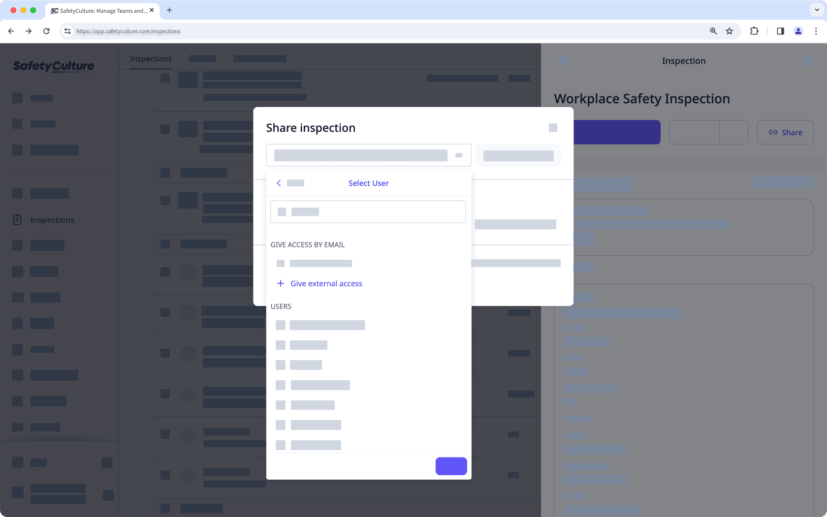 Give external inspection access via the web app.