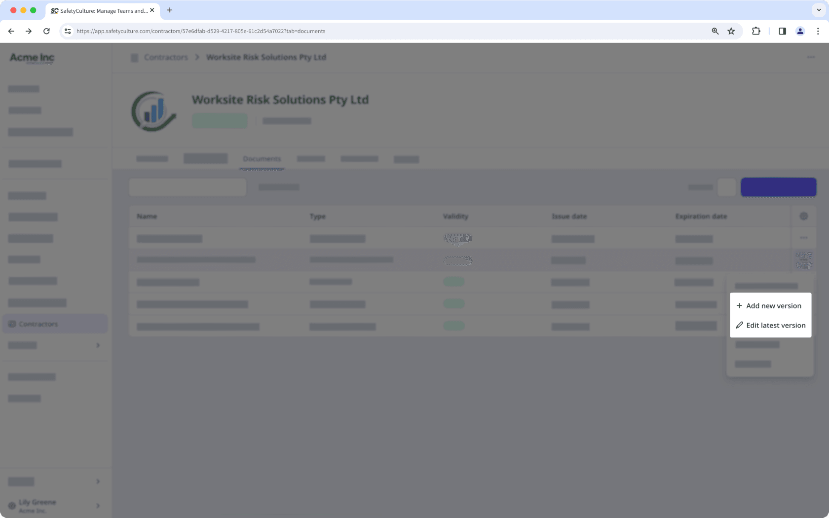 The Documents tab with the "Add new version" and "Edit latest version" buttons visible.