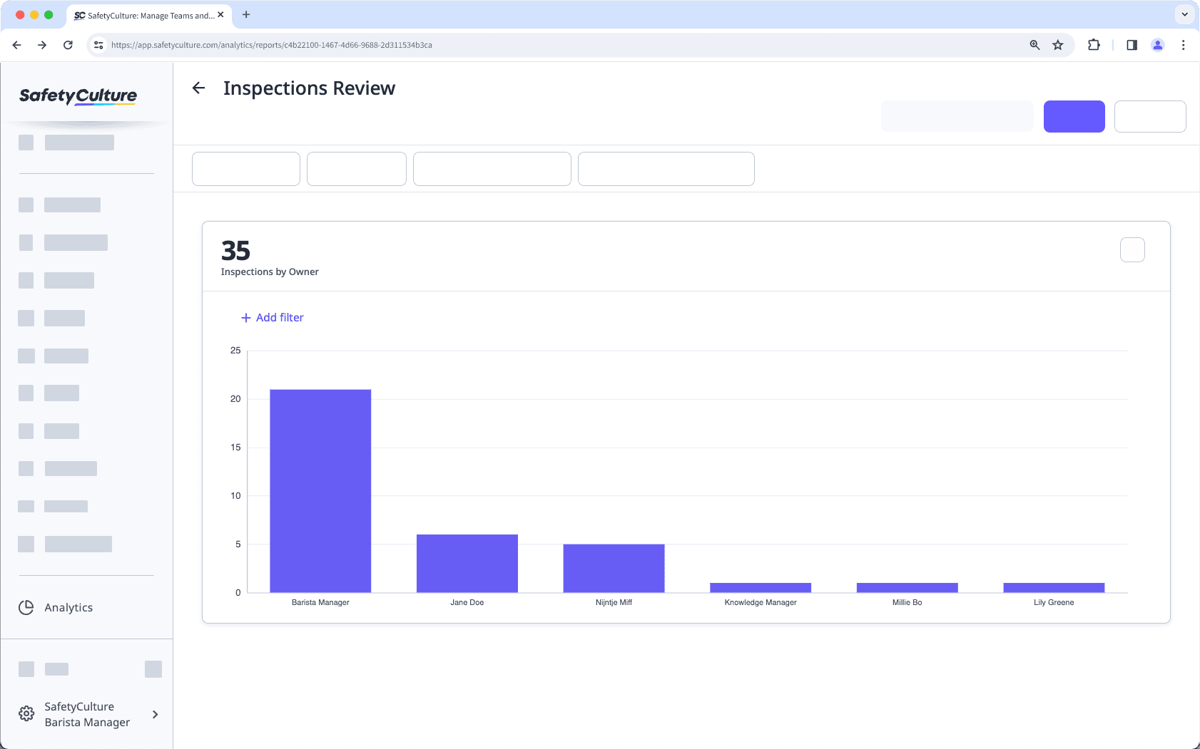 Visualize your data by using the column chart type via the web app.