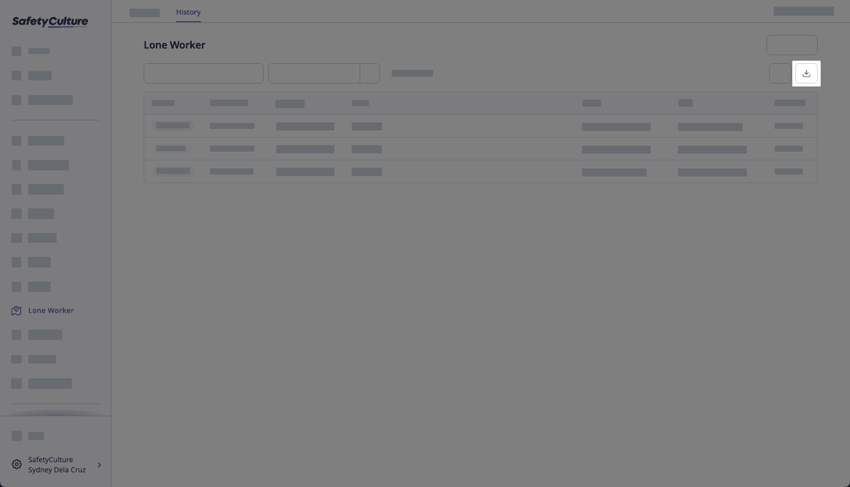 Download lone-work jobs as CSV via the web app.