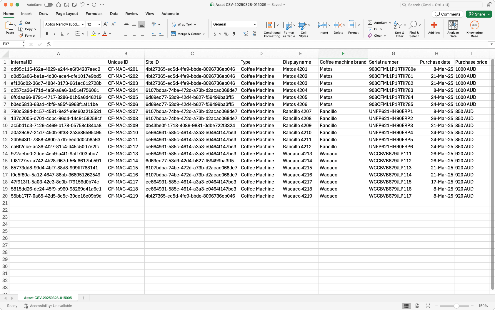 Bulk edit assets using CSV via the web app.