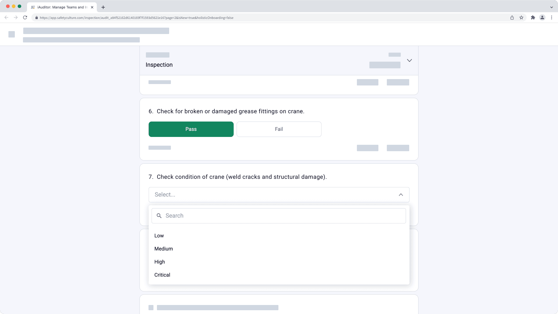 A custom response set in a multiple-choice question, shown in a dropdown list on the web app.