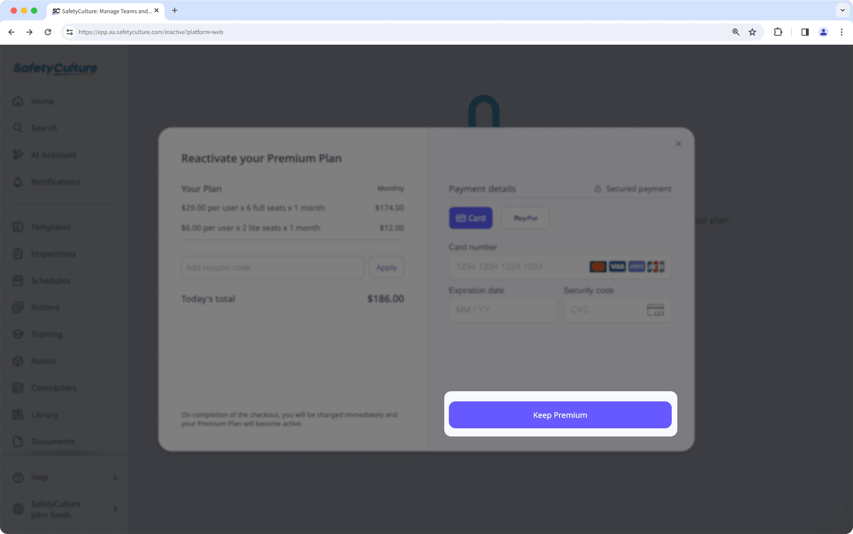 Reactivate Premium Plan via the web app.