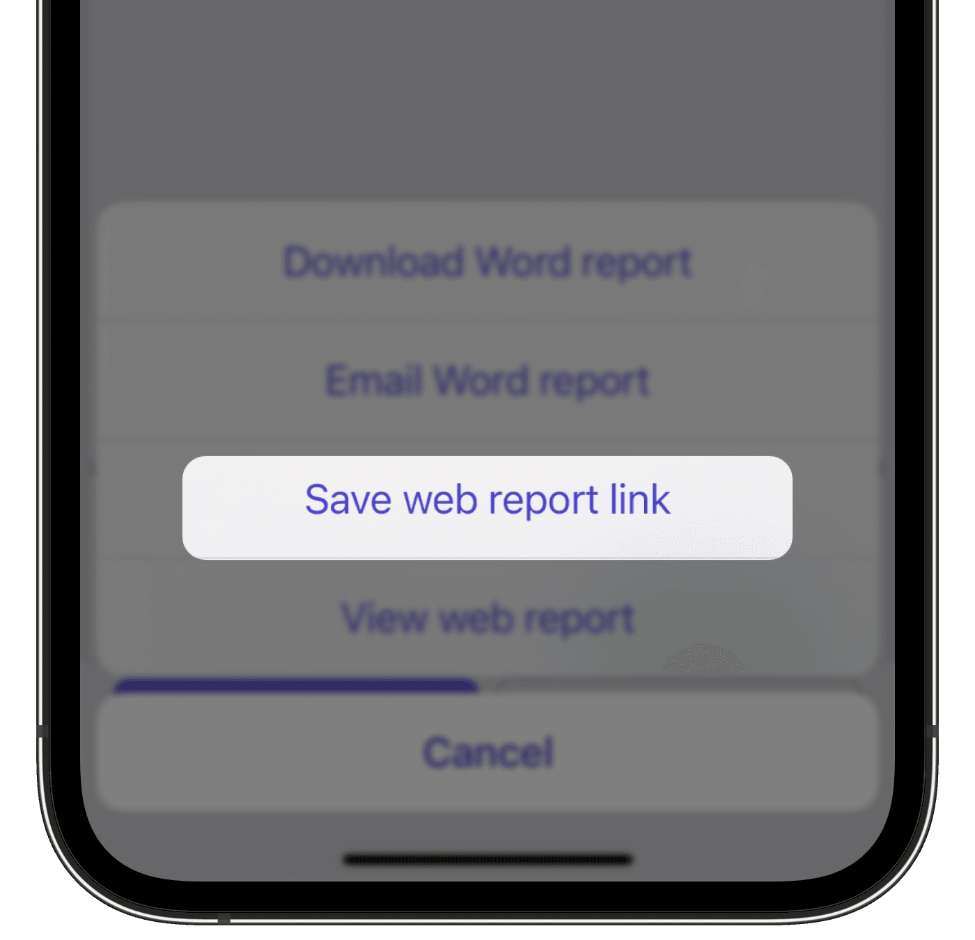 Create an inspection report link via the mobile app.