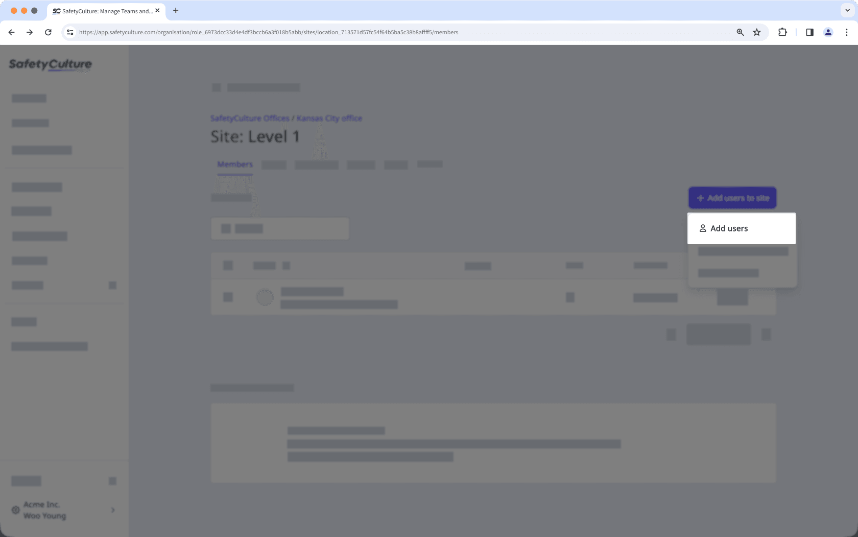 Add users from a site or level profiles via the web app.
