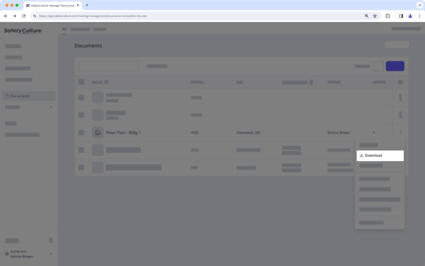 Download a file via the web app.