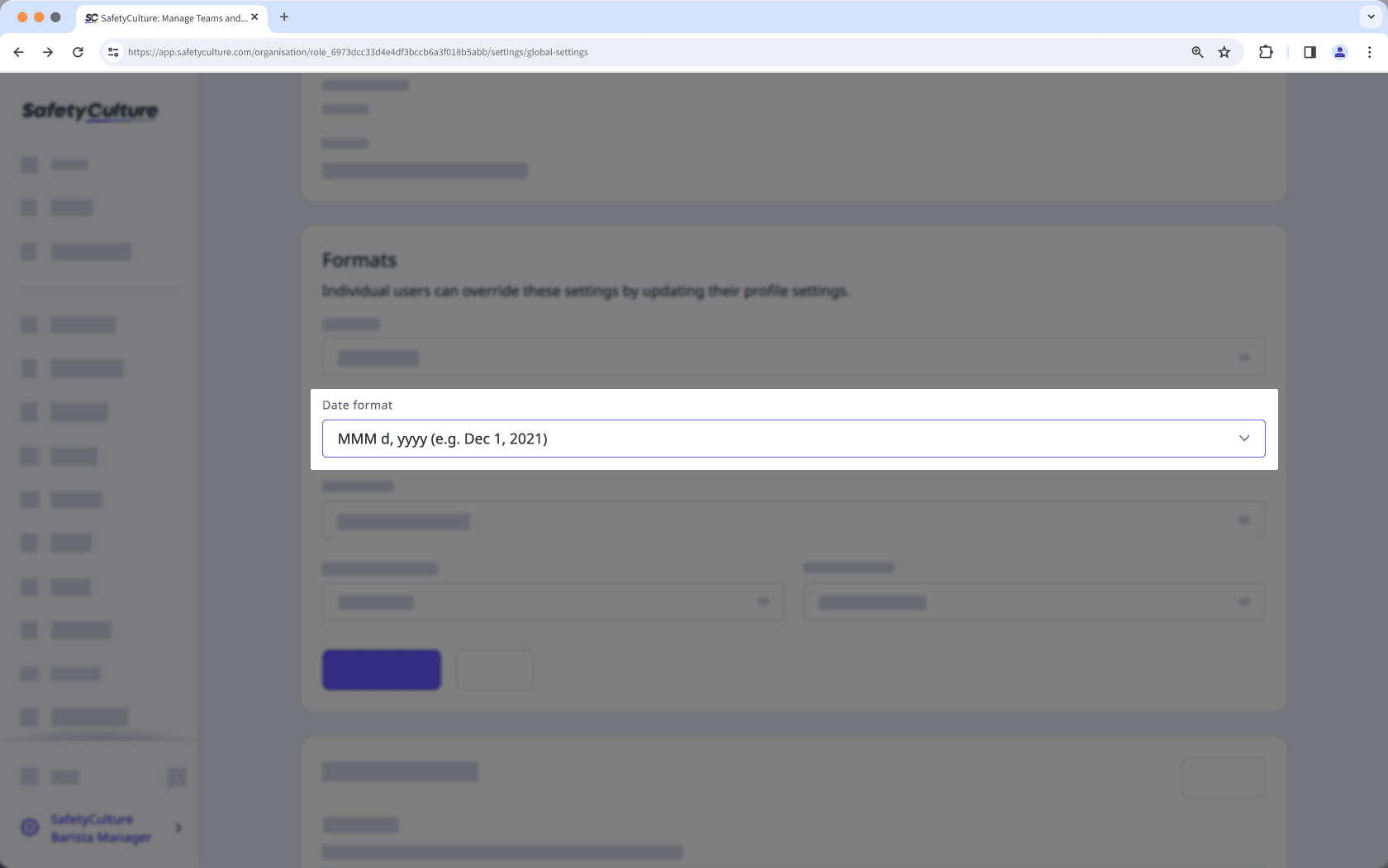 Change your organization's date format via the web app.
