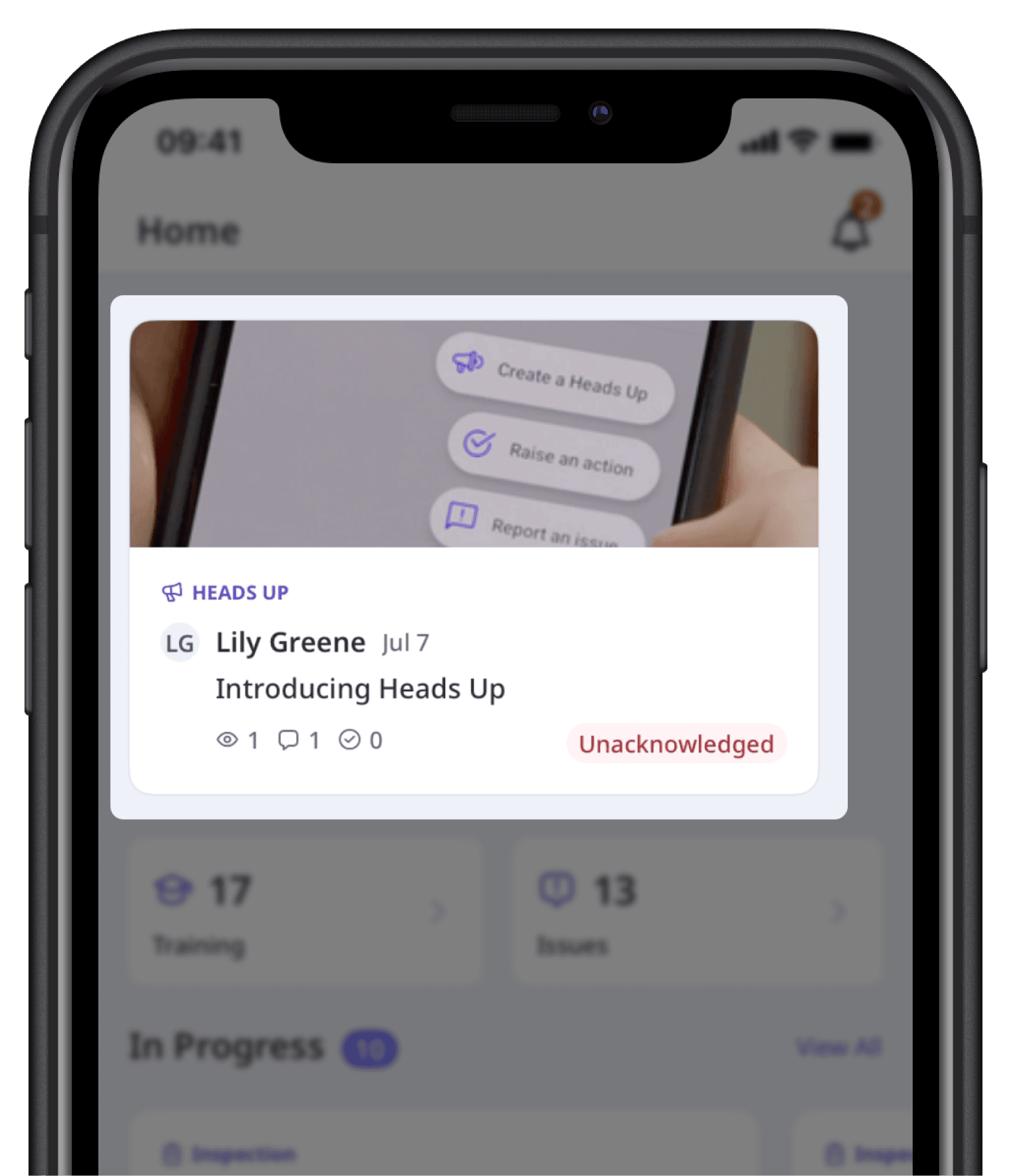 View a Heads Up via the mobile app.