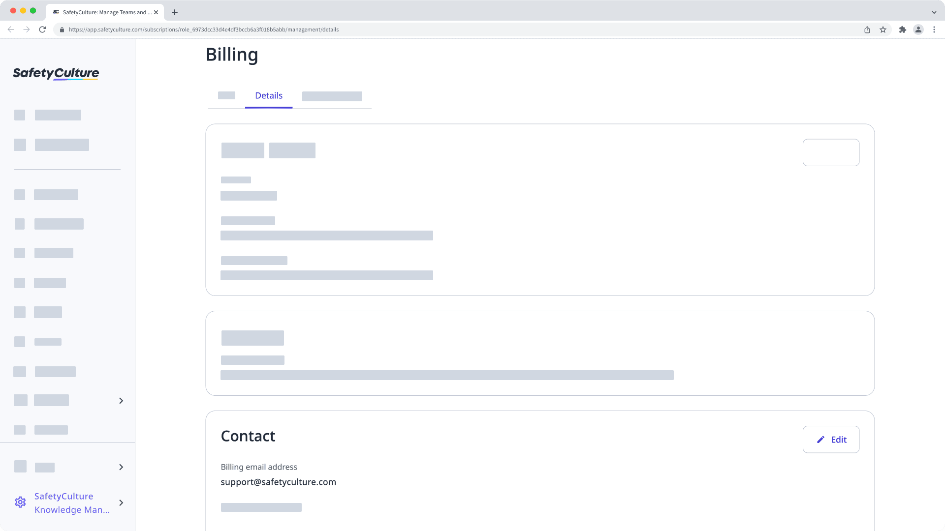 Update the billing email via the web app.