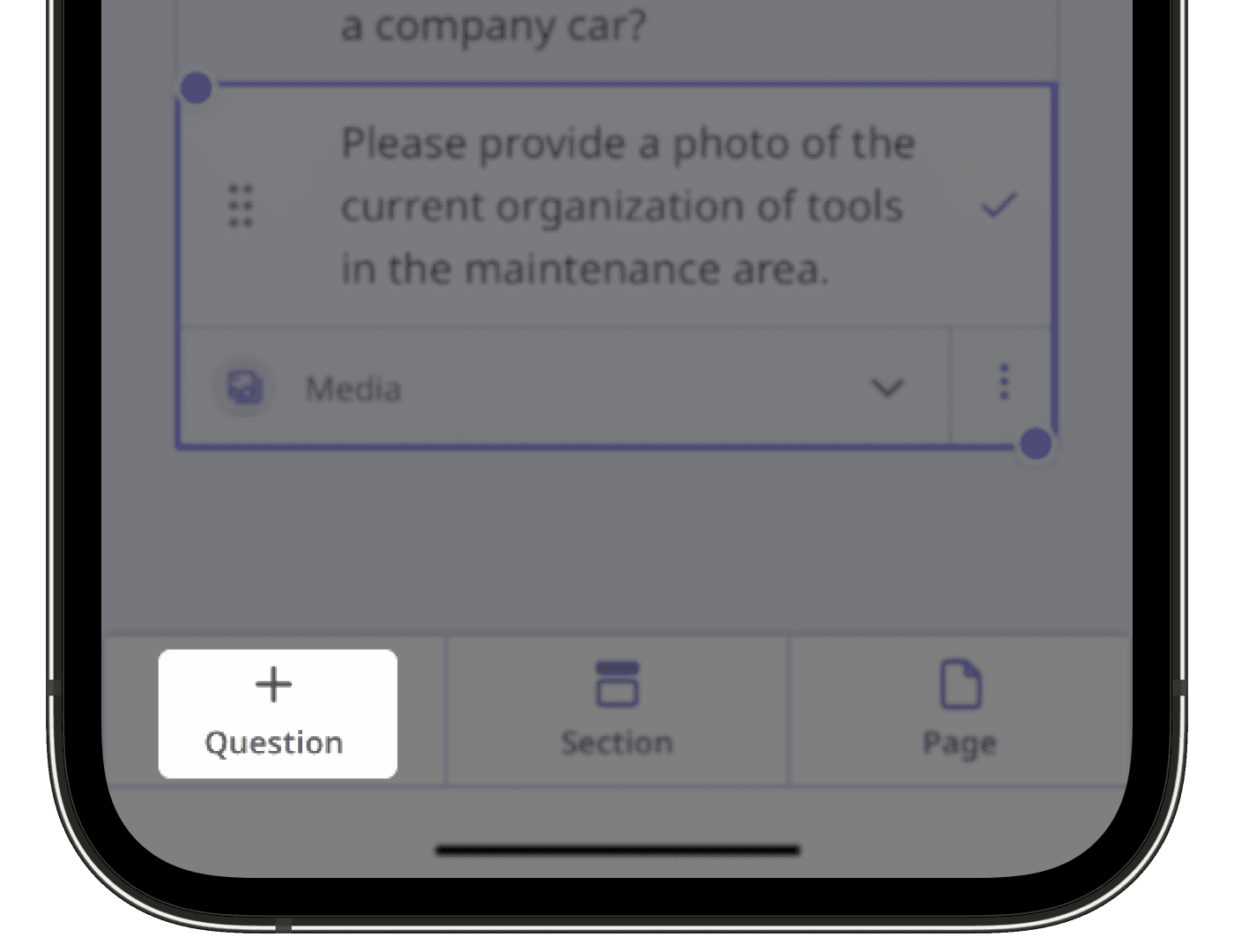 Add a question in a template via the mobile app.