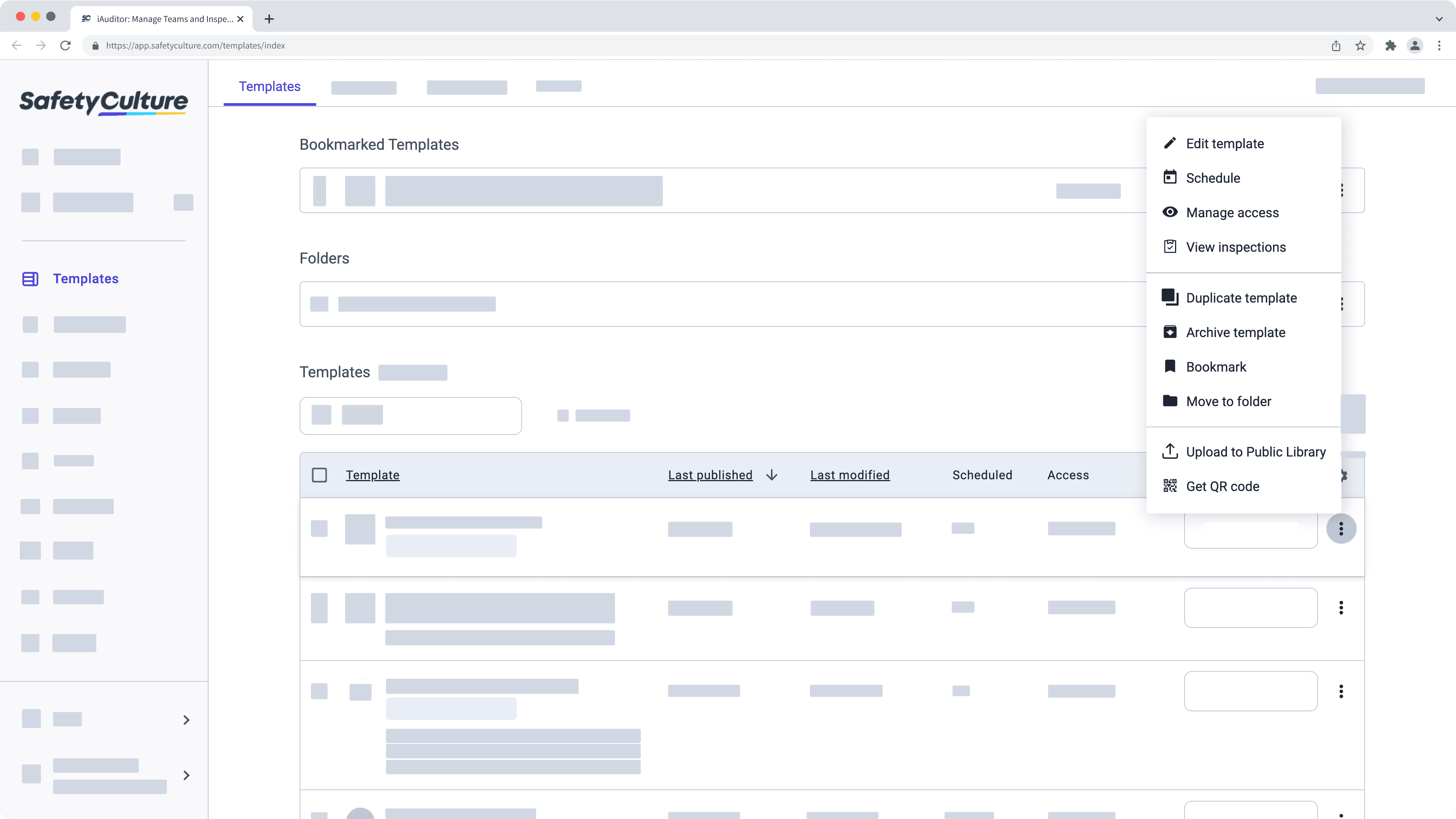 An example of managing a template.
