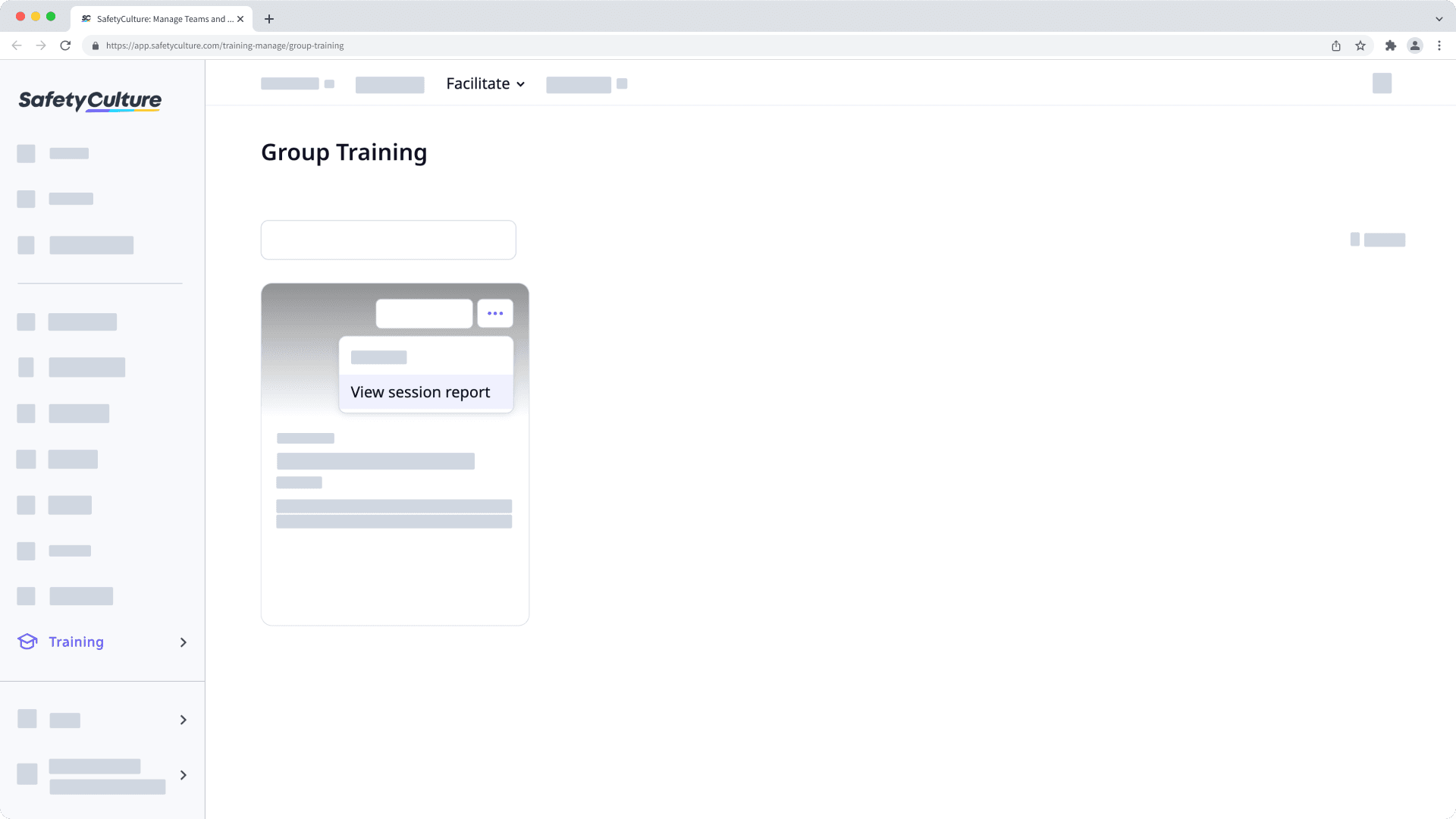 View the session report for a group training course via the web app.