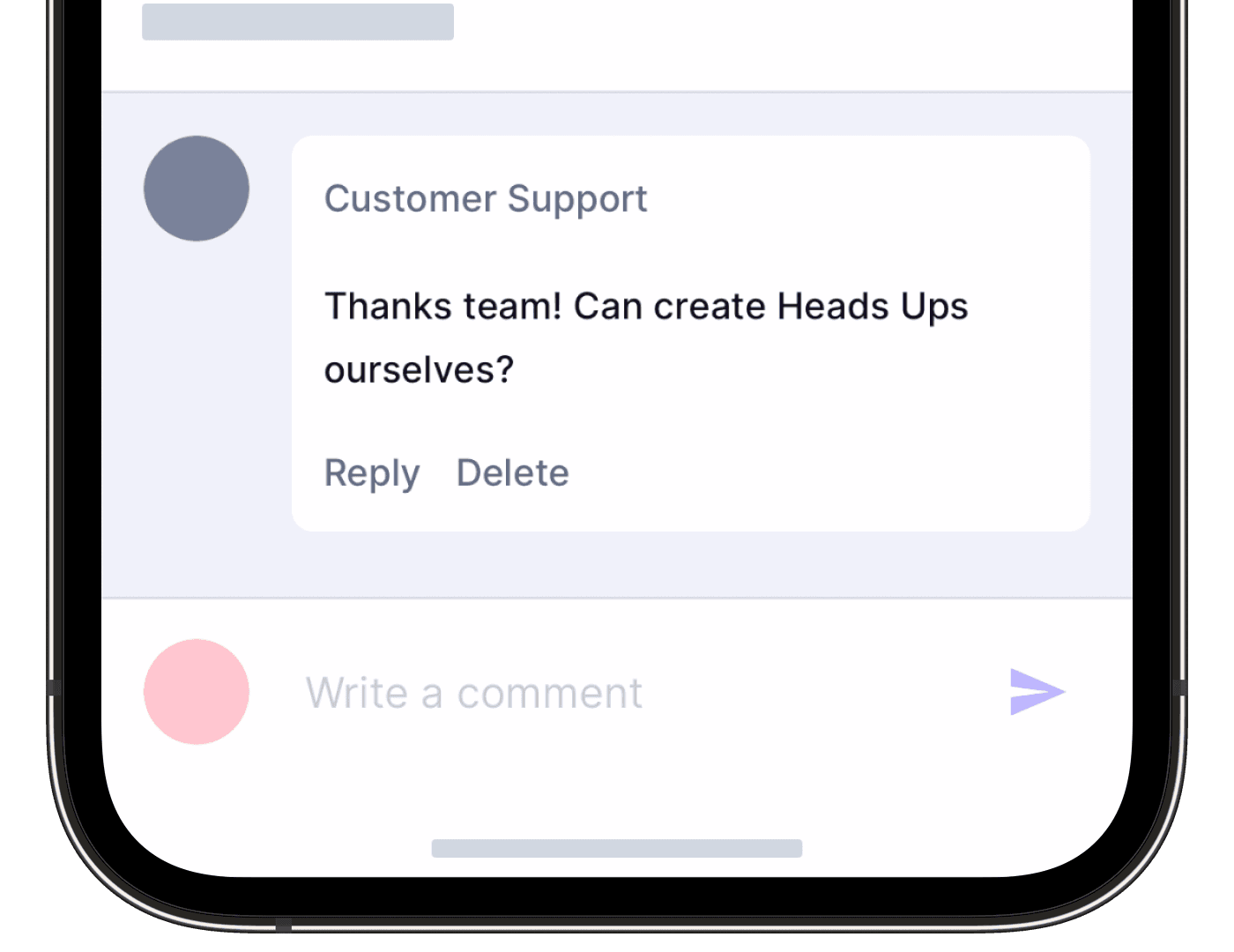 Comment on a Heads Up via the mobile app.
