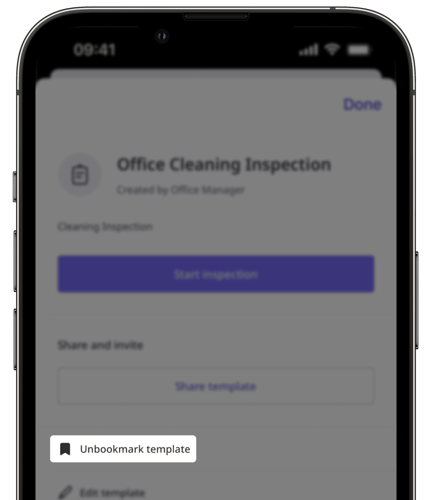 Un-bookmark template via the mobile app.
