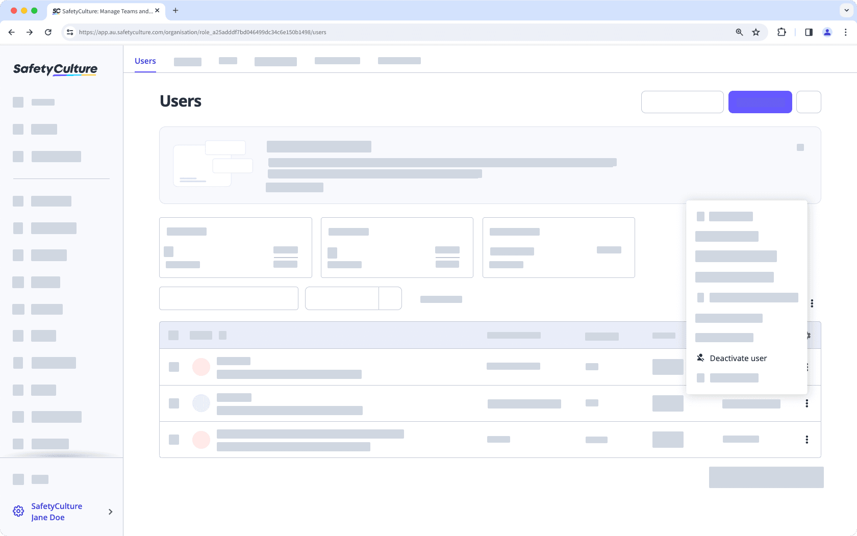 Deactivate a user via the web app.